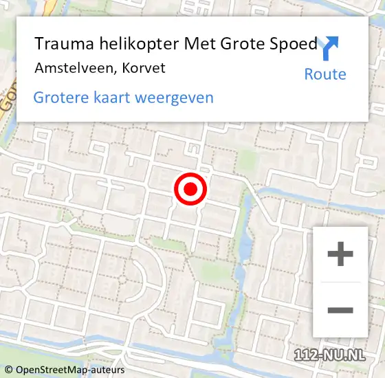 Locatie op kaart van de 112 melding: Trauma helikopter Met Grote Spoed Naar Amstelveen, Korvet op 2 augustus 2021 12:25