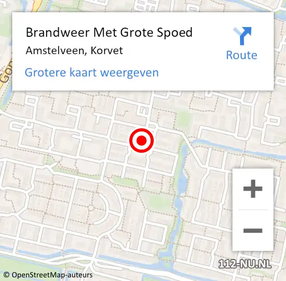 Locatie op kaart van de 112 melding: Brandweer Met Grote Spoed Naar Amstelveen, Korvet op 2 augustus 2021 12:46