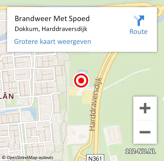 Locatie op kaart van de 112 melding: Brandweer Met Spoed Naar Dokkum, Harddraversdijk op 2 augustus 2021 14:08