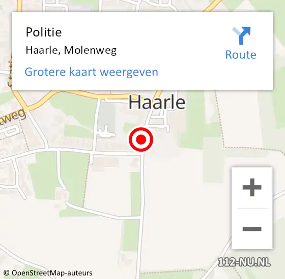 Locatie op kaart van de 112 melding: Politie Haarle, Molenweg op 2 augustus 2021 14:56