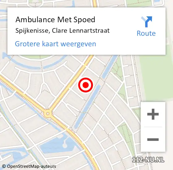 Locatie op kaart van de 112 melding: Ambulance Met Spoed Naar Spijkenisse, Clare Lennartstraat op 2 augustus 2021 16:06