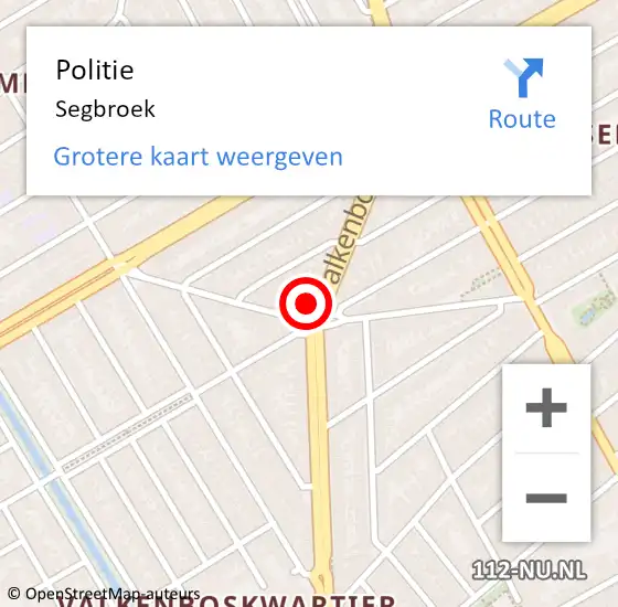 Locatie op kaart van de 112 melding: Politie Segbroek op 18 juni 2014 15:11
