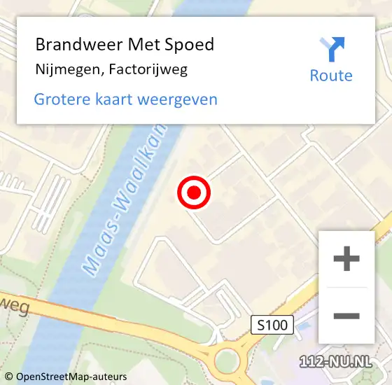 Locatie op kaart van de 112 melding: Brandweer Met Spoed Naar Nijmegen, Factorijweg op 2 augustus 2021 17:07