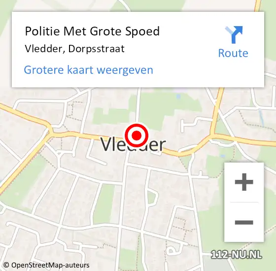 Locatie op kaart van de 112 melding: Politie Met Grote Spoed Naar Vledder, Dorpsstraat op 2 augustus 2021 18:11