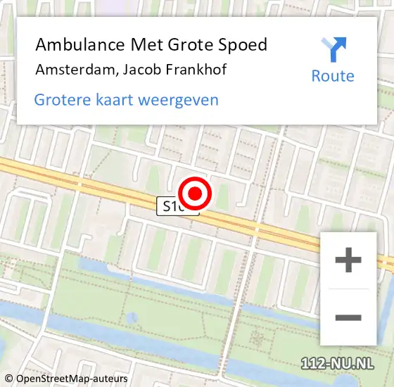 Locatie op kaart van de 112 melding: Ambulance Met Grote Spoed Naar Amsterdam, Jacob Frankhof op 3 augustus 2021 01:34