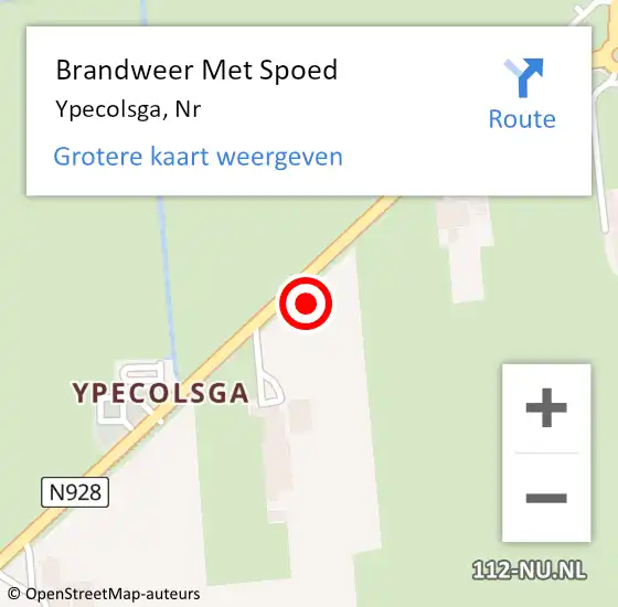 Locatie op kaart van de 112 melding: Brandweer Met Spoed Naar Ypecolsga, Nr op 3 augustus 2021 09:28