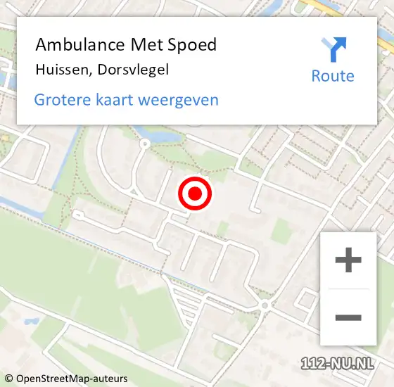 Locatie op kaart van de 112 melding: Ambulance Met Spoed Naar Huissen, Dorsvlegel op 3 augustus 2021 12:37