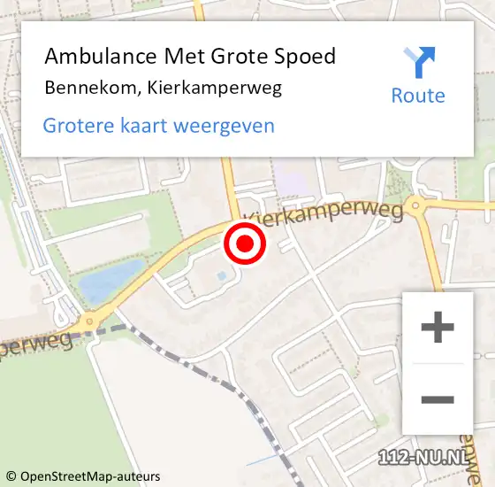Locatie op kaart van de 112 melding: Ambulance Met Grote Spoed Naar Bennekom, Kierkamperweg op 3 augustus 2021 14:48