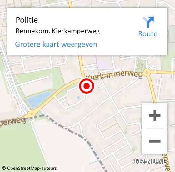 Locatie op kaart van de 112 melding: Politie Bennekom, Kierkamperweg op 3 augustus 2021 14:51