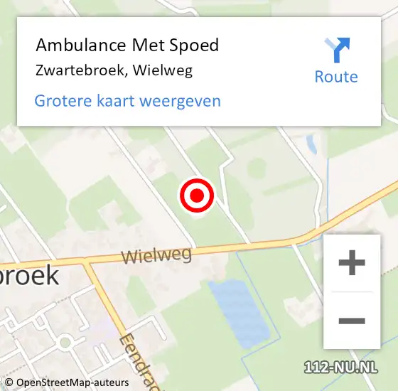 Locatie op kaart van de 112 melding: Ambulance Met Spoed Naar Zwartebroek, Wielweg op 3 augustus 2021 15:46