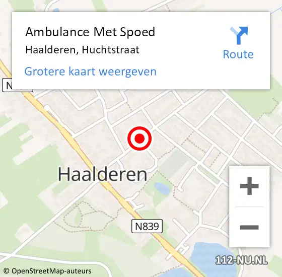 Locatie op kaart van de 112 melding: Ambulance Met Spoed Naar Haalderen, Huchtstraat op 3 augustus 2021 18:22