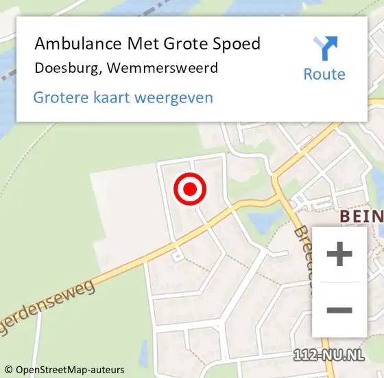 Locatie op kaart van de 112 melding: Ambulance Met Grote Spoed Naar Doesburg, Wemmersweerd op 3 augustus 2021 20:09