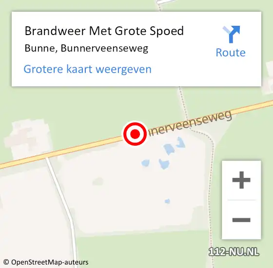 Locatie op kaart van de 112 melding: Brandweer Met Grote Spoed Naar Bunne, Bunnerveenseweg op 3 augustus 2021 20:31
