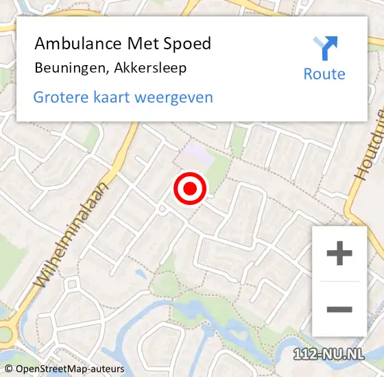 Locatie op kaart van de 112 melding: Ambulance Met Spoed Naar Beuningen, Akkersleep op 3 augustus 2021 22:48