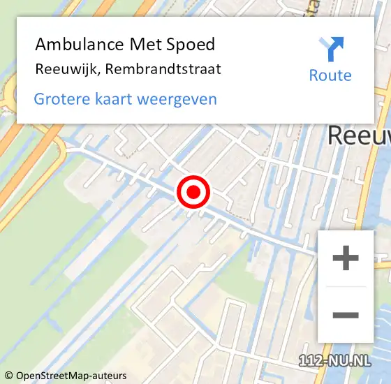 Locatie op kaart van de 112 melding: Ambulance Met Spoed Naar Reeuwijk, Rembrandtstraat op 3 augustus 2021 23:48