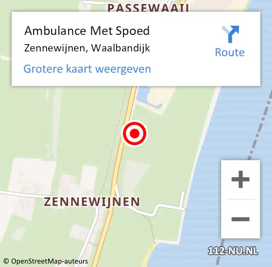 Locatie op kaart van de 112 melding: Ambulance Met Spoed Naar Zennewijnen, Waalbandijk op 4 augustus 2021 01:09