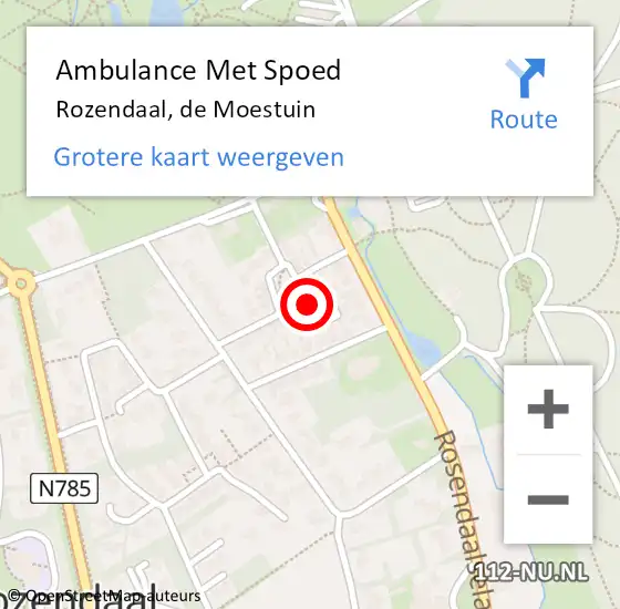Locatie op kaart van de 112 melding: Ambulance Met Spoed Naar Rozendaal, de Moestuin op 4 augustus 2021 09:52