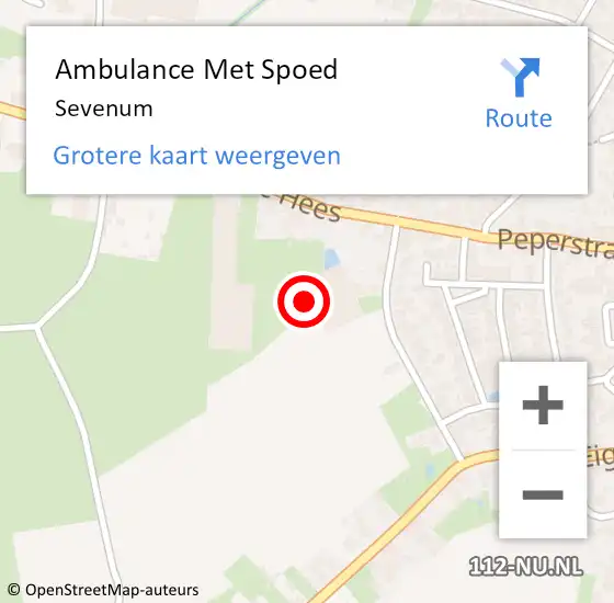 Locatie op kaart van de 112 melding: Ambulance Met Spoed Naar Sevenum op 4 augustus 2021 11:14