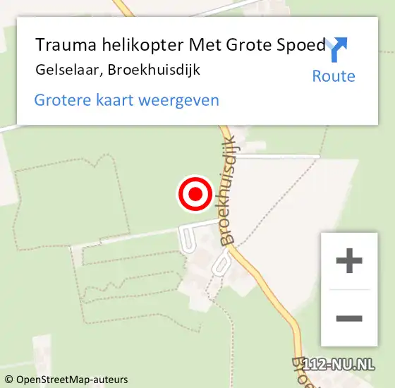 Locatie op kaart van de 112 melding: Trauma helikopter Met Grote Spoed Naar Gelselaar, Broekhuisdijk op 4 augustus 2021 11:28