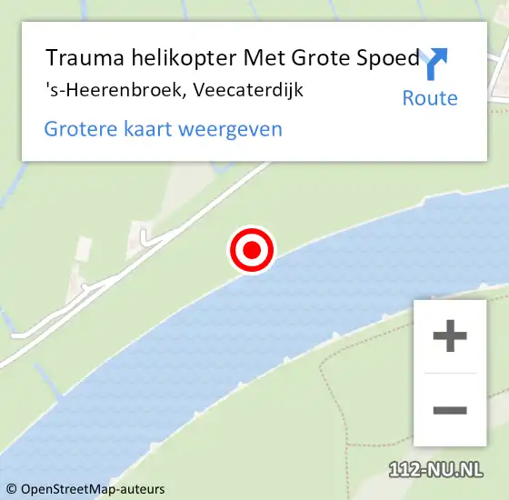 Locatie op kaart van de 112 melding: Trauma helikopter Met Grote Spoed Naar 's-Heerenbroek, Veecaterdijk op 4 augustus 2021 12:22