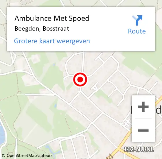 Locatie op kaart van de 112 melding: Ambulance Met Spoed Naar Beegden, Bosstraat op 4 augustus 2021 14:19