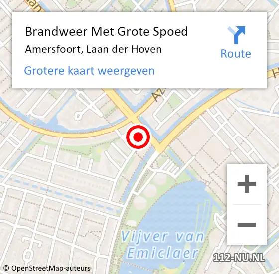 Locatie op kaart van de 112 melding: Brandweer Met Grote Spoed Naar Amersfoort, Laan der Hoven op 4 augustus 2021 15:49