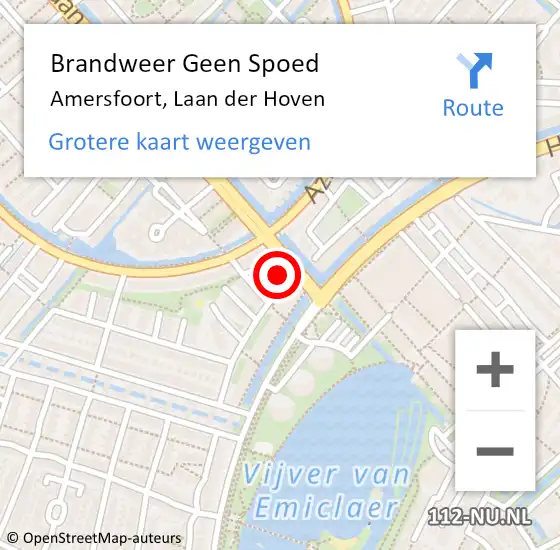 Locatie op kaart van de 112 melding: Brandweer Geen Spoed Naar Amersfoort, Laan der Hoven op 4 augustus 2021 15:50