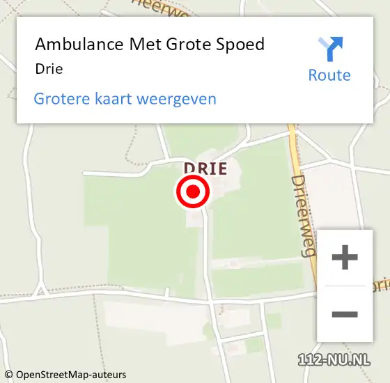 Locatie op kaart van de 112 melding: Ambulance Met Grote Spoed Naar Drie op 5 augustus 2021 02:02