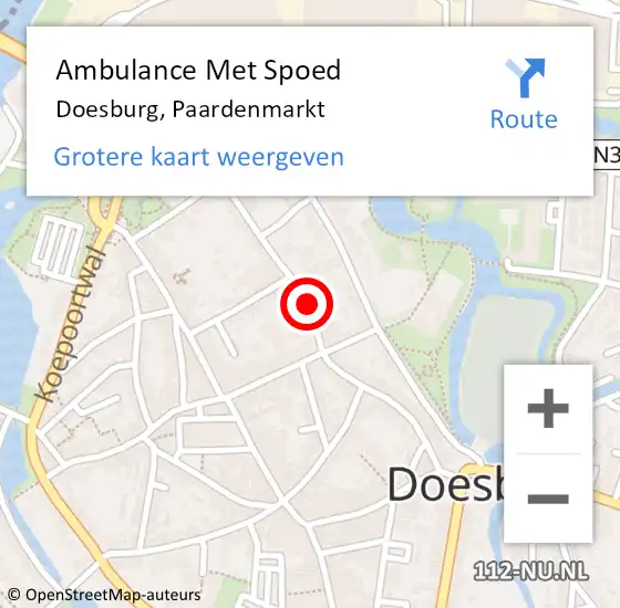 Locatie op kaart van de 112 melding: Ambulance Met Spoed Naar Doesburg, Paardenmarkt op 5 augustus 2021 09:01