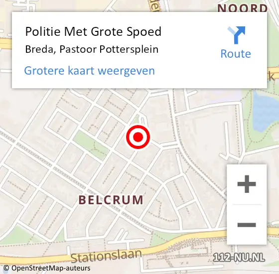 Locatie op kaart van de 112 melding: Politie Met Grote Spoed Naar Breda, Pastoor Pottersplein op 5 augustus 2021 10:55