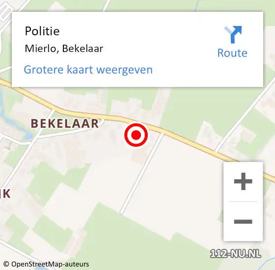 Locatie op kaart van de 112 melding: Politie Mierlo, Bekelaar op 5 augustus 2021 11:39