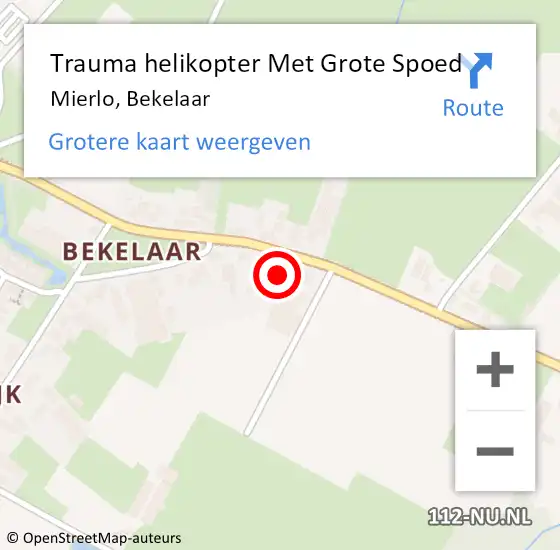 Locatie op kaart van de 112 melding: Trauma helikopter Met Grote Spoed Naar Mierlo, Bekelaar op 5 augustus 2021 11:54