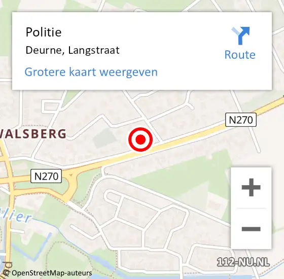 Locatie op kaart van de 112 melding: Politie Deurne, Langstraat op 5 augustus 2021 13:01
