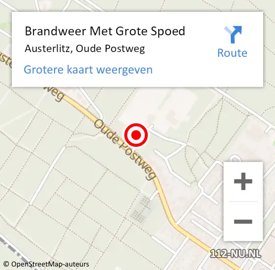 Locatie op kaart van de 112 melding: Brandweer Met Grote Spoed Naar Austerlitz, Oude Postweg op 5 augustus 2021 13:53