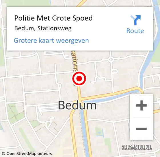 Locatie op kaart van de 112 melding: Politie Met Grote Spoed Naar Bedum, Stationsweg op 5 augustus 2021 14:58