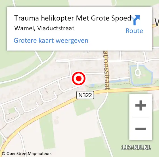 Locatie op kaart van de 112 melding: Trauma helikopter Met Grote Spoed Naar Wamel, Viaductstraat op 5 augustus 2021 16:02