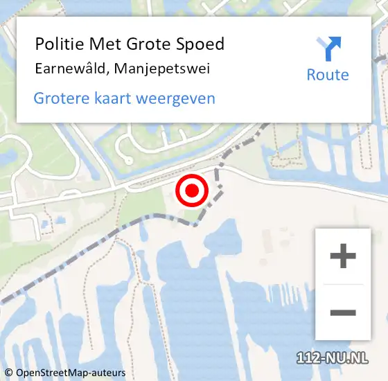 Locatie op kaart van de 112 melding: Politie Met Grote Spoed Naar Earnewâld, Manjepetswei op 5 augustus 2021 21:41