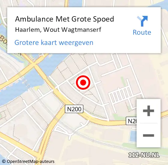 Locatie op kaart van de 112 melding: Ambulance Met Grote Spoed Naar Haarlem, Wout Wagtmanserf op 6 augustus 2021 07:46