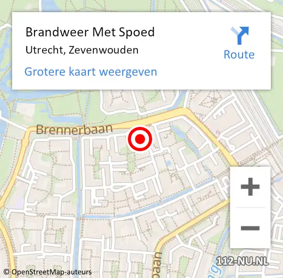 Locatie op kaart van de 112 melding: Brandweer Met Spoed Naar Utrecht, Zevenwouden op 6 augustus 2021 10:32