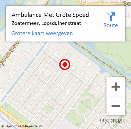 Locatie op kaart van de 112 melding: Ambulance Met Grote Spoed Naar Zoetermeer, Loosduinenstraat op 6 augustus 2021 11:19