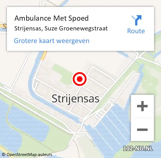 Locatie op kaart van de 112 melding: Ambulance Met Spoed Naar Strijensas, Suze Groenewegstraat op 6 augustus 2021 13:43