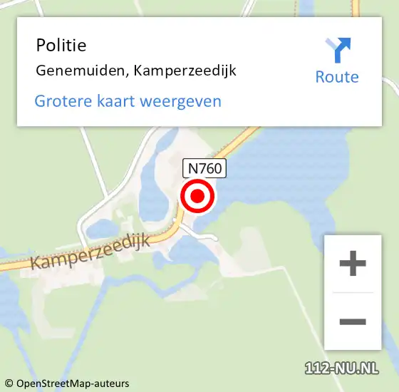 Locatie op kaart van de 112 melding: Politie Genemuiden, Kamperzeedijk op 6 augustus 2021 14:05