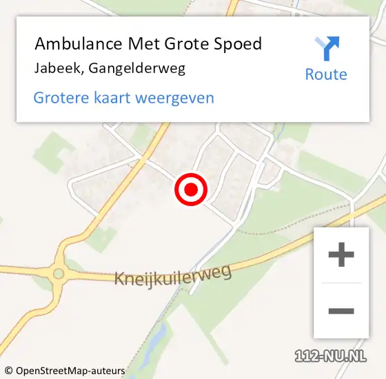 Locatie op kaart van de 112 melding: Ambulance Met Grote Spoed Naar Jabeek, Gangelderweg op 6 augustus 2021 14:30