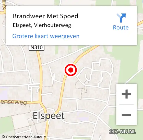 Locatie op kaart van de 112 melding: Brandweer Met Spoed Naar Elspeet, Vierhouterweg op 6 augustus 2021 15:01