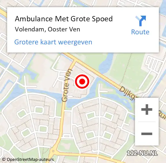 Locatie op kaart van de 112 melding: Ambulance Met Grote Spoed Naar Volendam, Ooster Ven op 6 augustus 2021 19:17