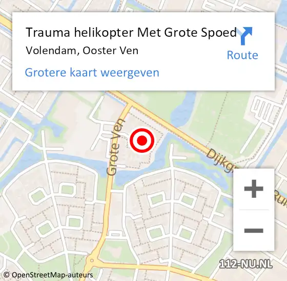 Locatie op kaart van de 112 melding: Trauma helikopter Met Grote Spoed Naar Volendam, Ooster Ven op 6 augustus 2021 19:19