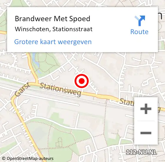 Locatie op kaart van de 112 melding: Brandweer Met Spoed Naar Winschoten, Stationsstraat op 6 augustus 2021 21:49