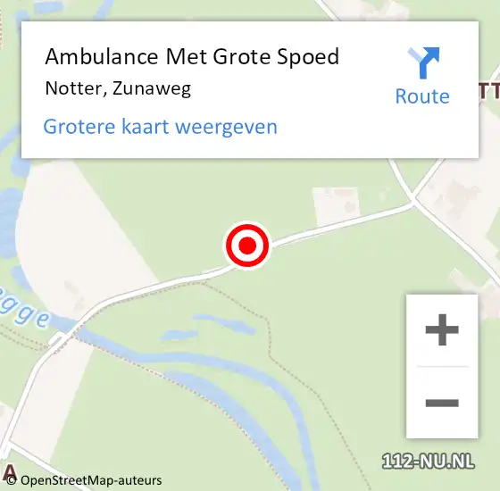 Locatie op kaart van de 112 melding: Ambulance Met Grote Spoed Naar Notter, Zunaweg op 7 augustus 2021 09:36