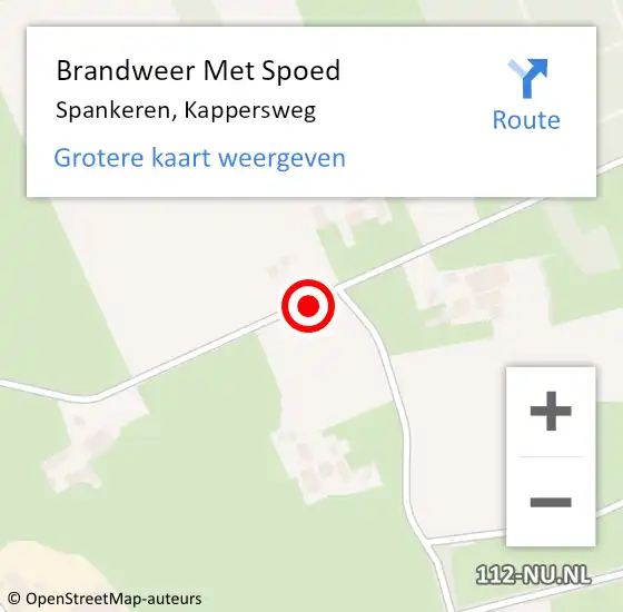 Locatie op kaart van de 112 melding: Brandweer Met Spoed Naar Spankeren, Kappersweg op 7 augustus 2021 13:52