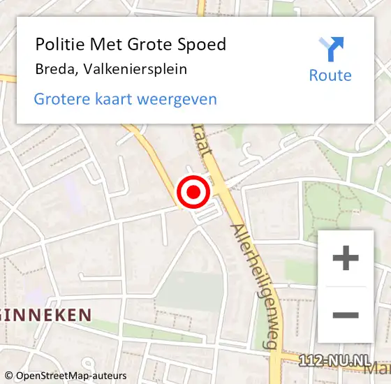 Locatie op kaart van de 112 melding: Politie Met Grote Spoed Naar Breda, Valkeniersplein op 7 augustus 2021 19:37